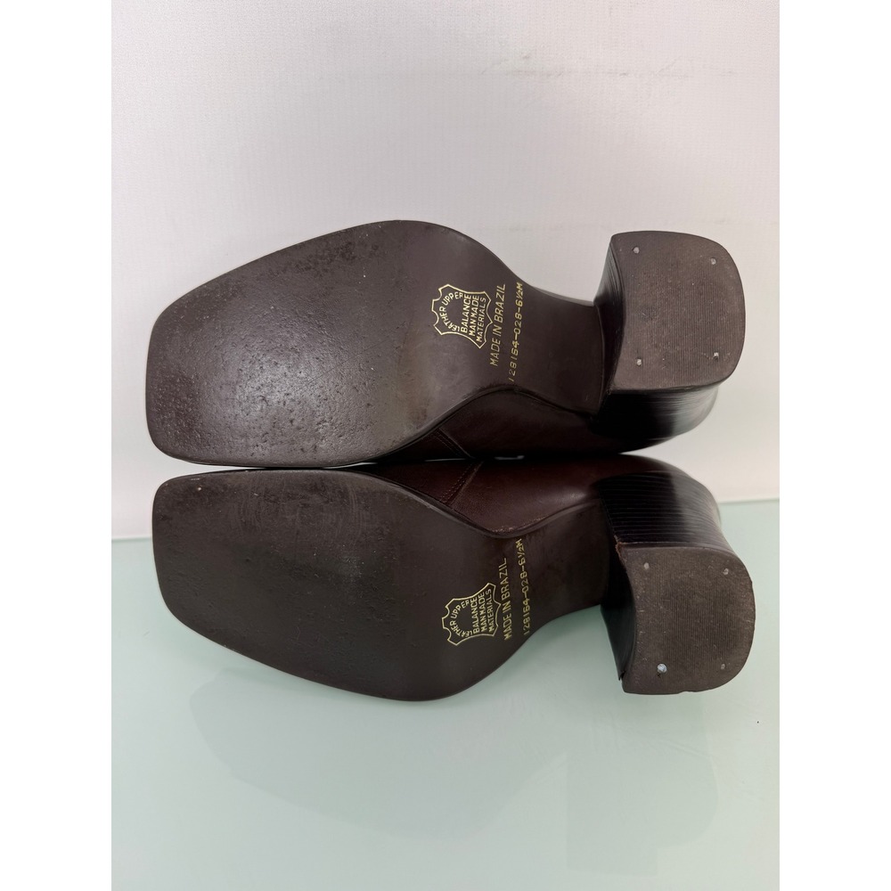 Colin Stuart Ankle Boots 6.5 Brown Leather Square Toe Block Heel 90s clean girl - Picture 8 of 11